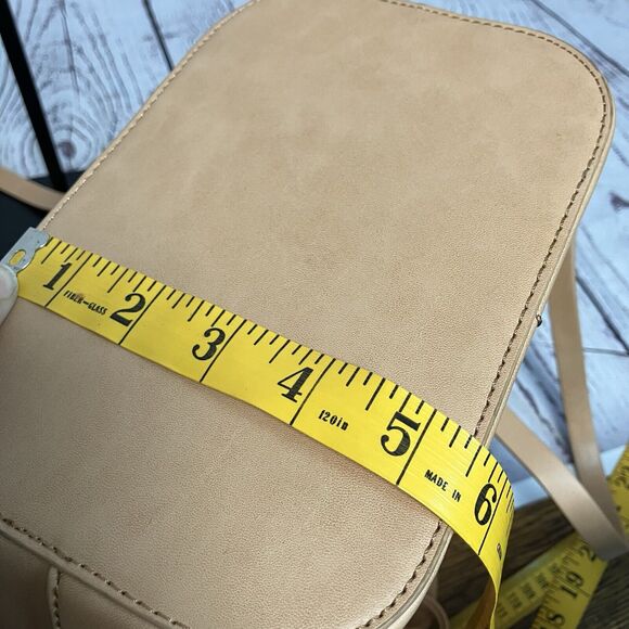 Zara Vegan Leather‎ Tan Handbag Tassel Charm Neutral Boho Bucket Bag - Picture 13 of 14